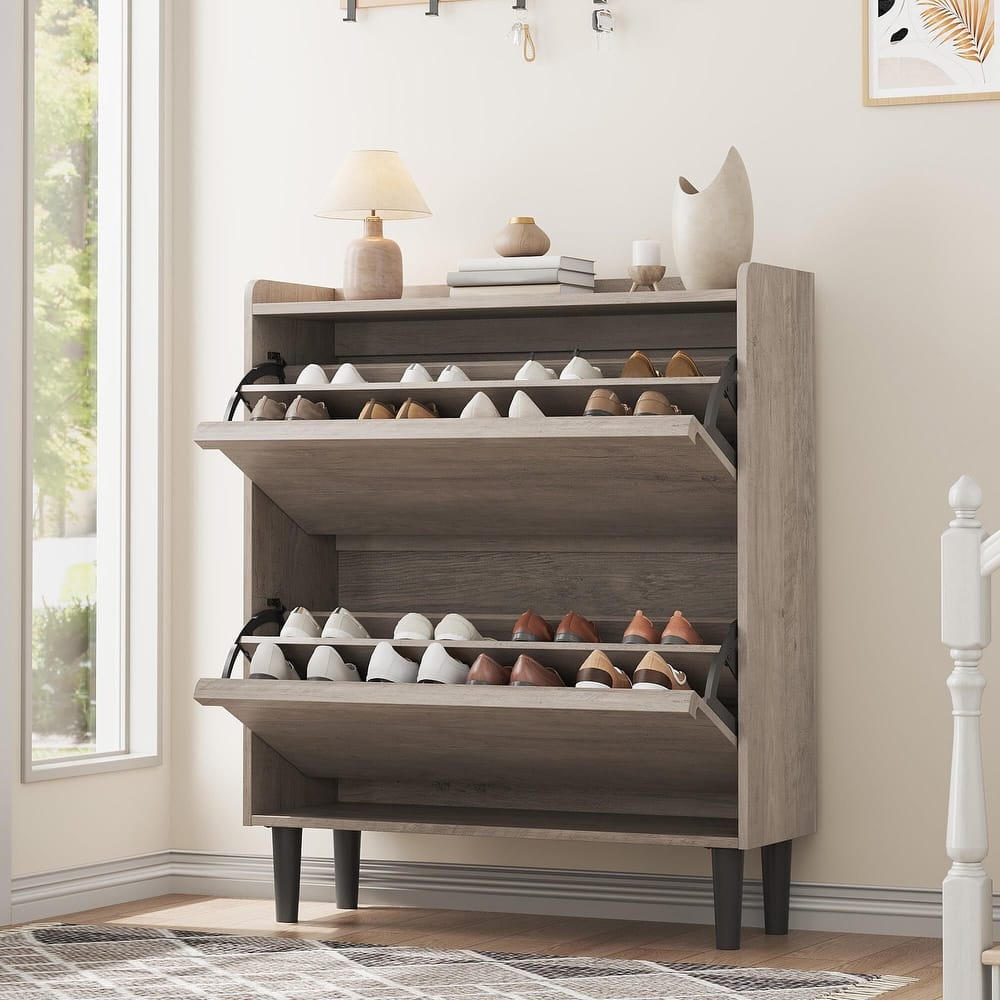 Drawer Wooden Shoe Cabinet with Adjustable Shelves