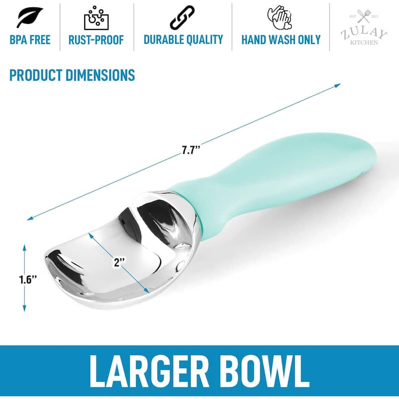 Zulay Kitchen Ice Cream Scoop With Soft Easy Grip Handle