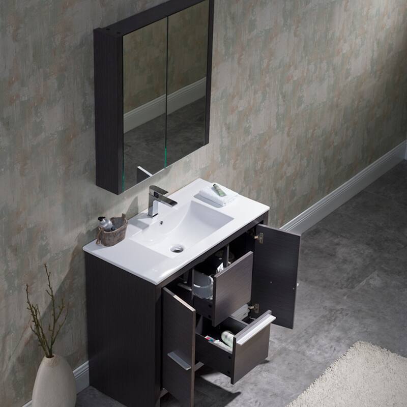 Solid Wood Bathroom Vanity with Mirror Medicine Cabinet