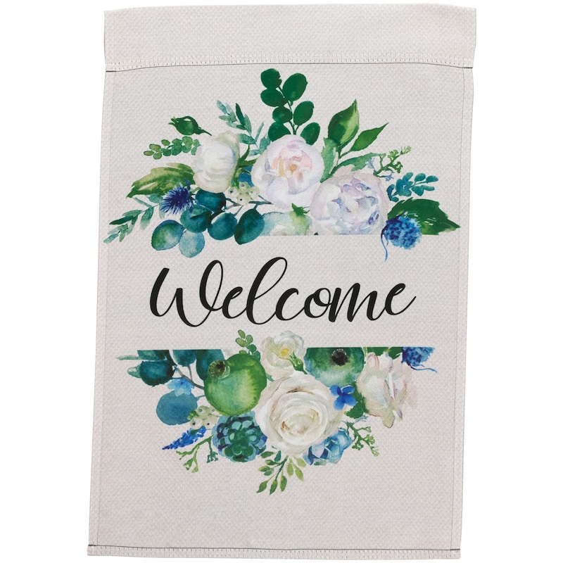 Mixed Florals "Welcome" Spring Outdoor Garden Flag 18" x 12.5" - 18" x 12.5"