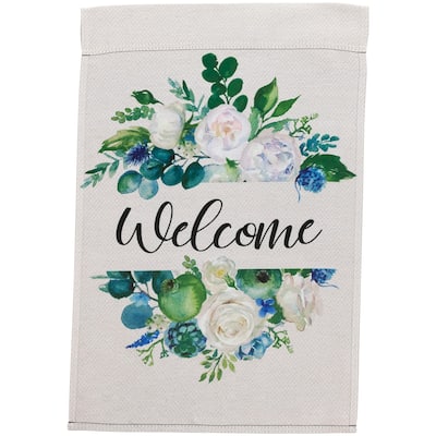 Mixed Florals "Welcome" Spring Outdoor Garden Flag 18" x 12.5" - 18" x 12.5"