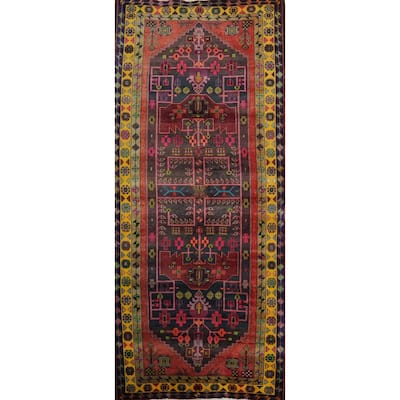Hand Knotted Oriental 100% Wool Carpet Traditional Geometric Brown Ardebil Runner Rug - 9' 6'' X 4' 0''