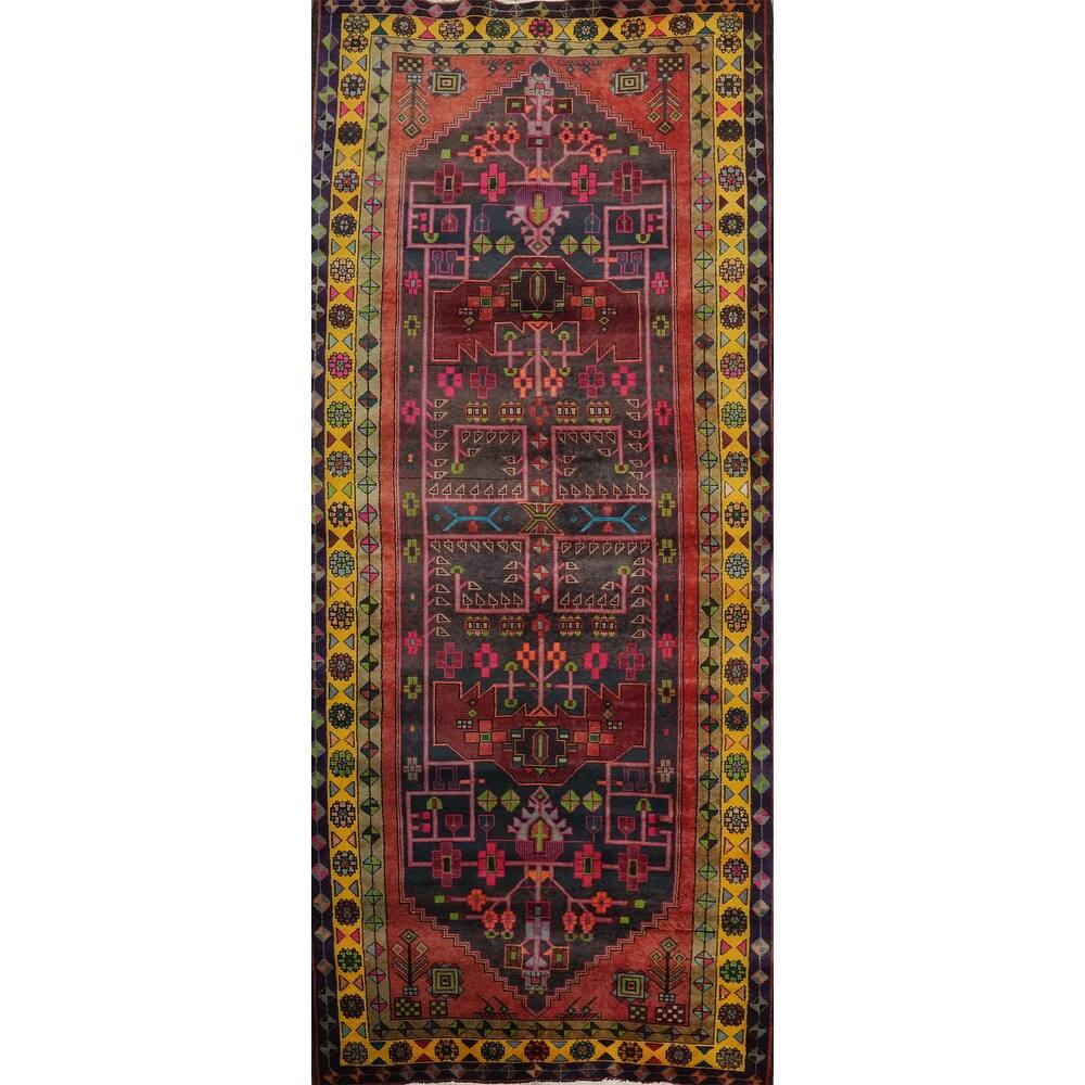 Hand Knotted Oriental 100% Wool Carpet Traditional Geometric Brown Ardebil Runner Rug - 9' 6'' X 4' 0''