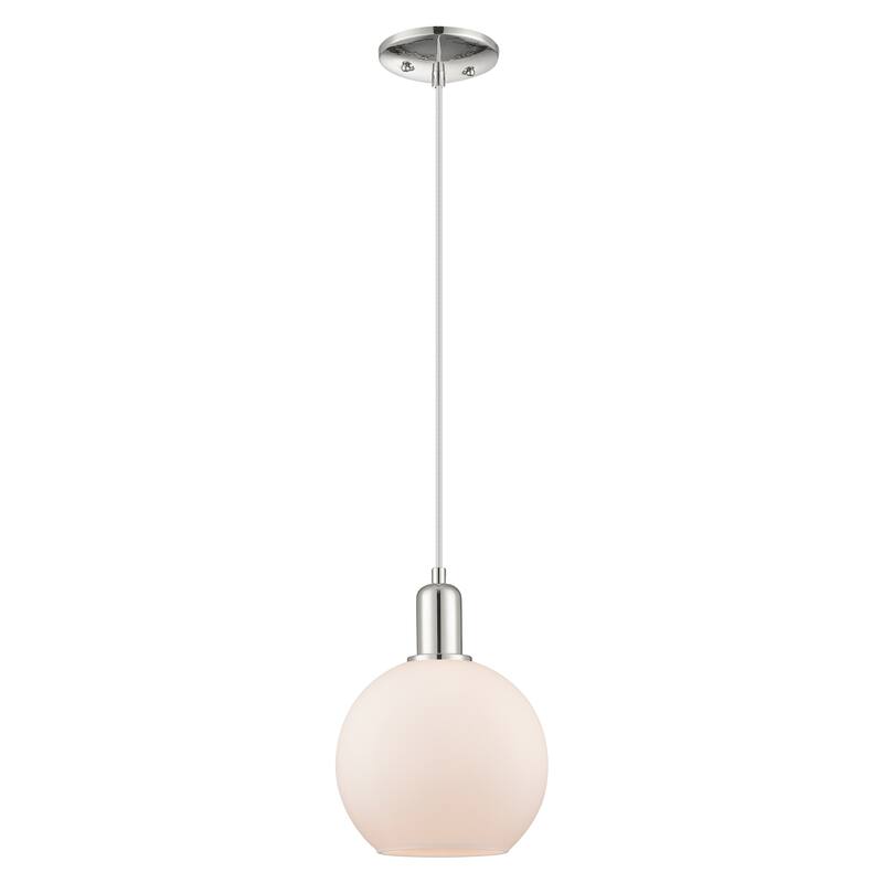 Innovations Lighting Endless Possibilities Arcadia - Athens - 1 Light 8" Cord Hung Mini Pendant - Polished Nickel/Matte White