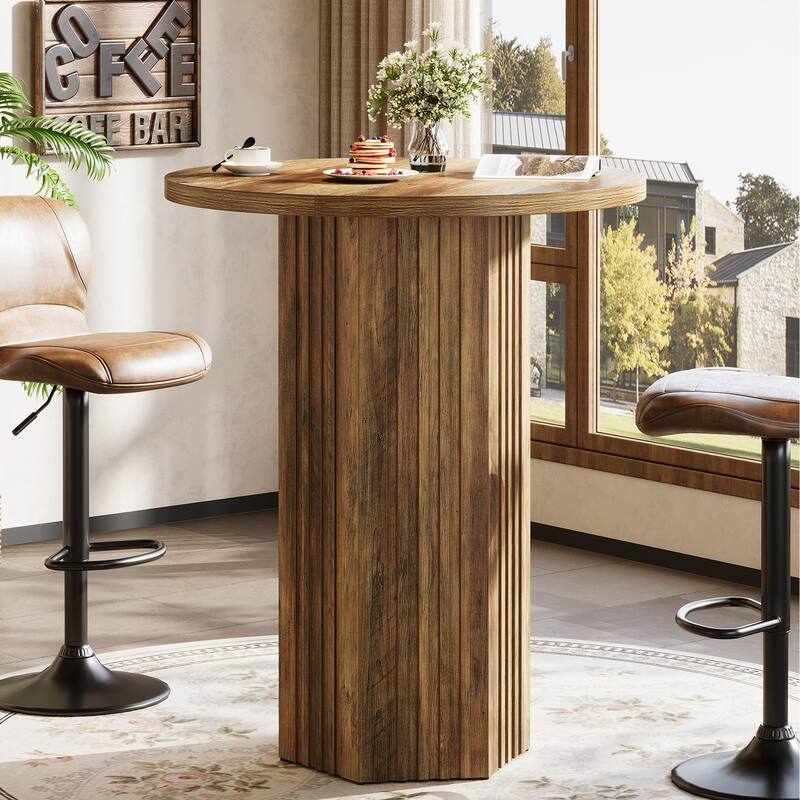 Round Bar Table, Farmhouse High Top Pub Table
