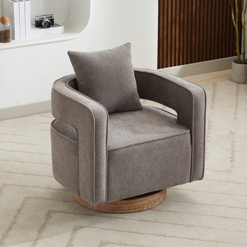 29"W Boucle Upholstered Swivel Armchair Single Sofa