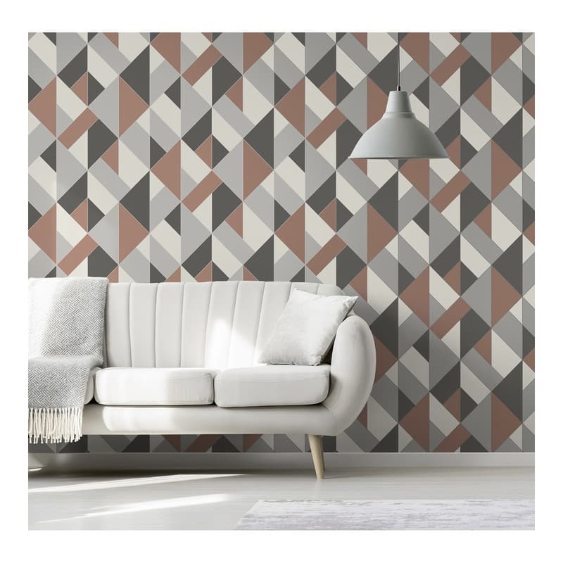Brewster Delano Copper Structured Geo Wallpaper - 20.5 x 396 x 0.025