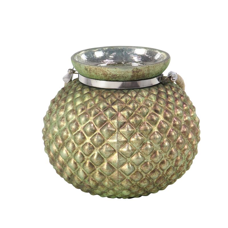 Green Glass Natural Candle Holder Set of 2 9 x 11 x 11