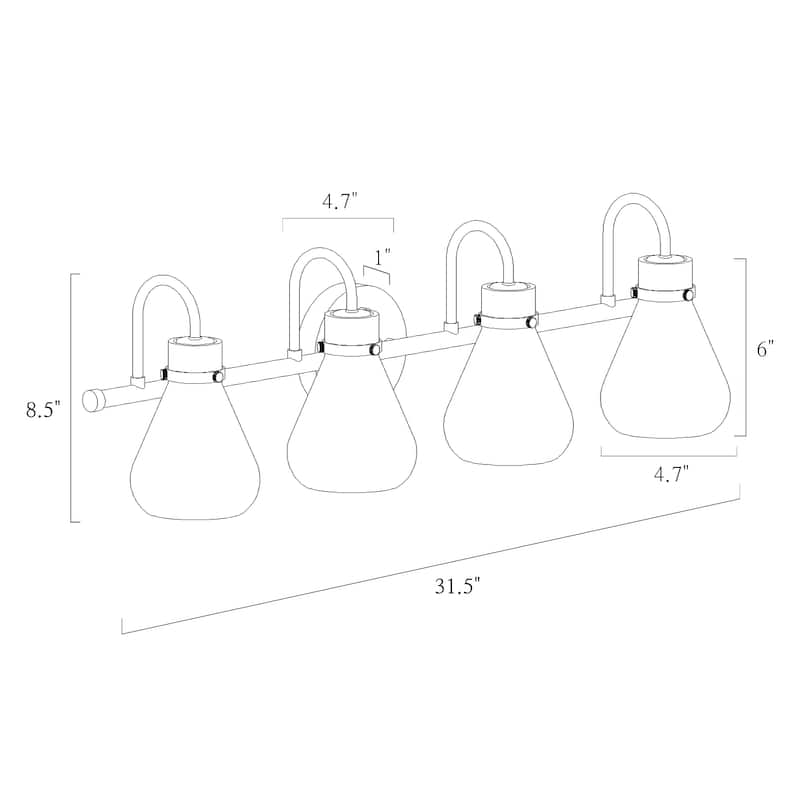 Modern Contemporary Brass Gold 4-light Bathroom Vanity Light LED Dimmable Glass Wall Sconces - L31.5"x W7.5"x H8.5"