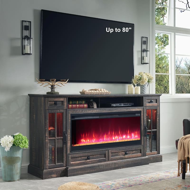 Fireplace TV Stand for 80 Inch TV, Entertainment Center,Media Console