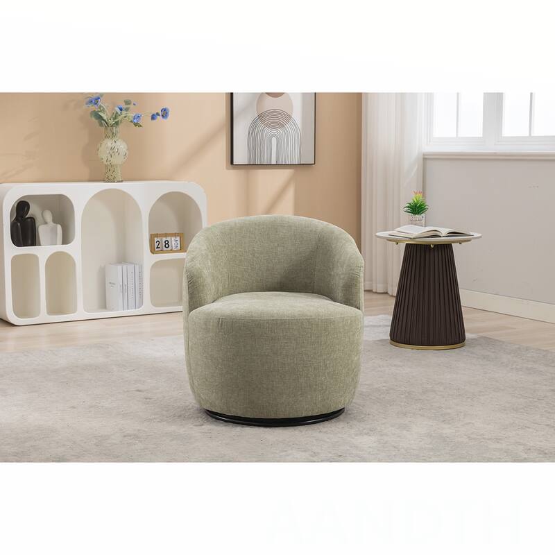 Chenille Swivel Barrel Chair