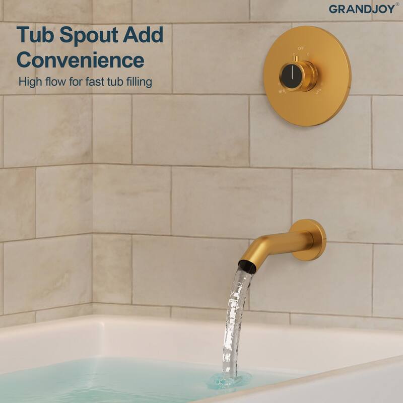 GRANDJOY 5-Spray Wall Mounted Shower Faucet System with Valve