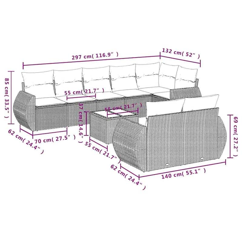 vidaXL Garden Sofa Set Black