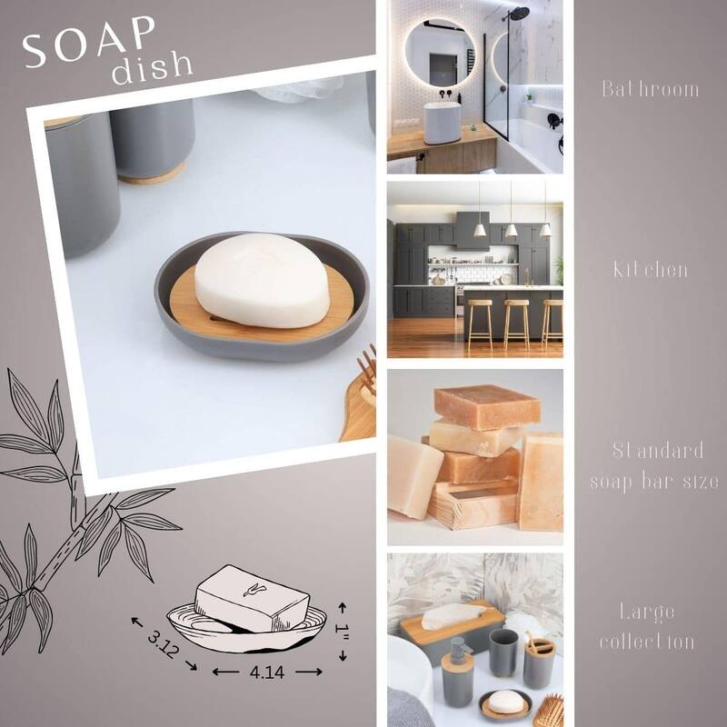 Grey Padang Bathroom Accessory Set 7-Pieces Bamboo