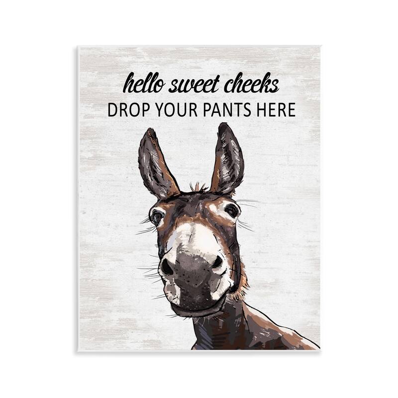 Stupell Sweet Cheeks Laundry Donkey Wall Plaque Art Design By Lettered and Lined - 11 x 14