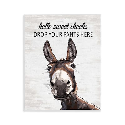 Stupell Sweet Cheeks Laundry Donkey Wall Plaque Art Design By Lettered and Lined