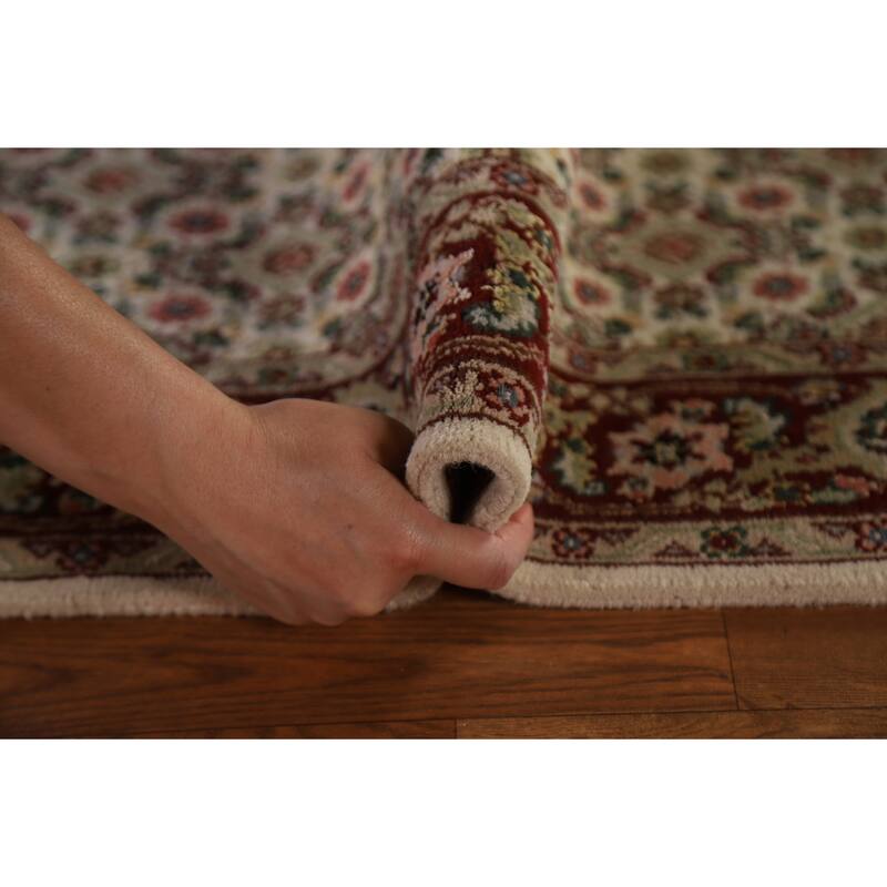 Hand Knotted Oriental 100% Wool Carpet Traditional Floral Beige & Ivories Tabriz Runner Rug - 20' 2'' X 2' 5''