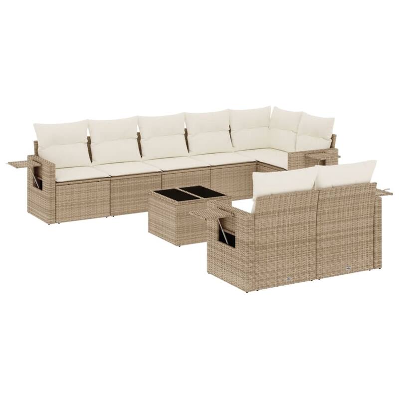 vidaXL Patio Sofa Set with Cushions Outdoor Conversation Furniture Poly Rattan