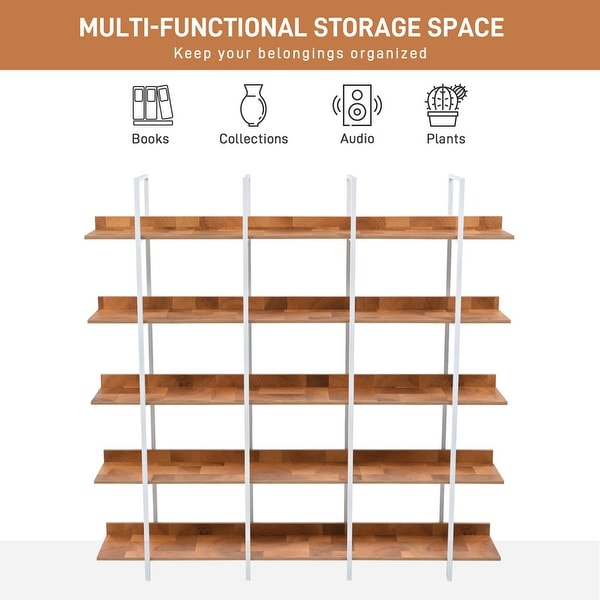 Industrial Style 5-Tier Cross Design Bookcase Home Office Open