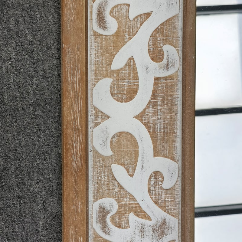 33.875'' Tall Rectangle Wood Carved Frame Mirror