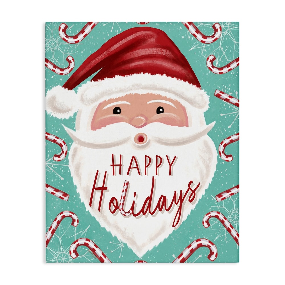 Stupell Jolly Santa & Candy Canes Canvas Wall Art Design By Elizabeth Tyndall