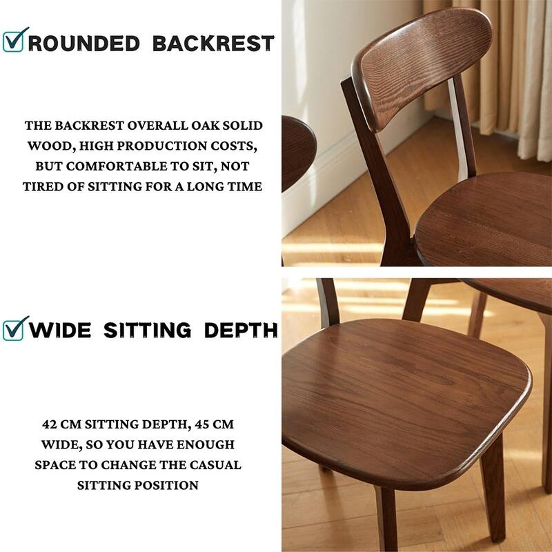 Wood Dining Chairs, Solid Oak Wood Chairs w/ Backrest & Seat