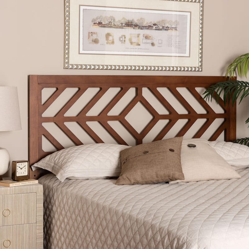 Olsen Wood Headboard with Geometric Cutout Design - Modern Decorative Panel for Bed Frame, Contemporary Bedroom Accent