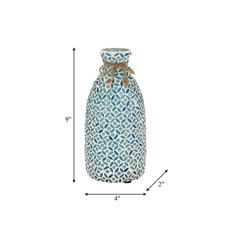 Sagebrook Home Coastal Blue Glass Mosaic Vase