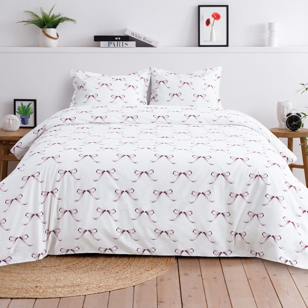 Gentle Ribbons Cotton Duvet Set Rose