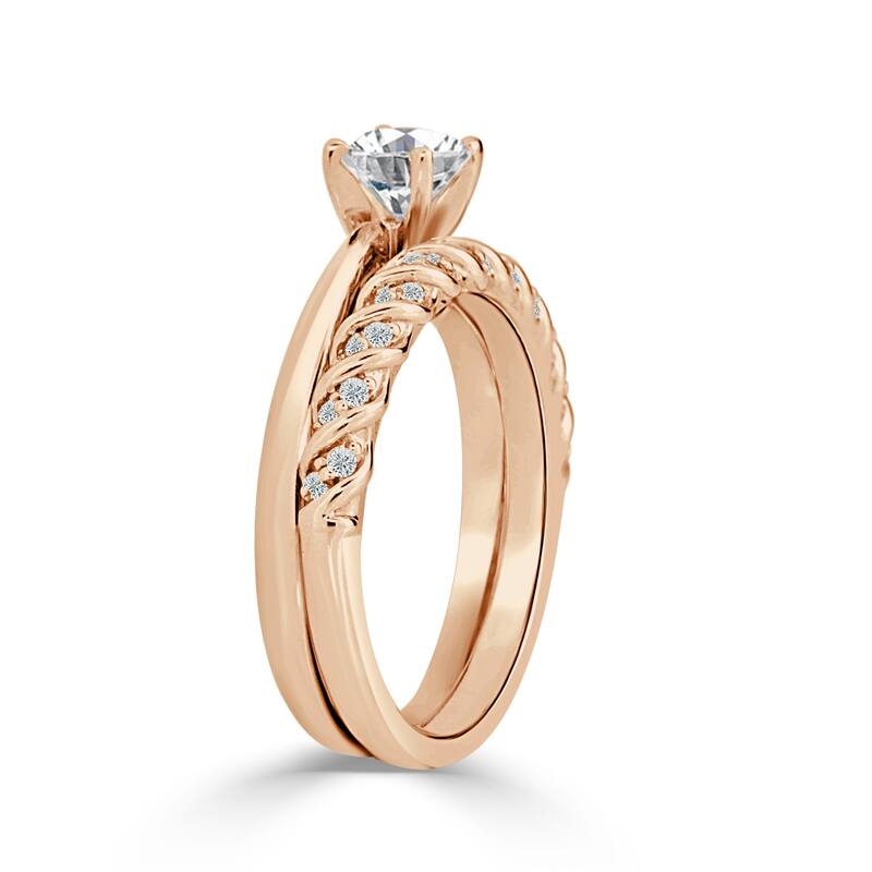 Auriya 14k Gold Classic 4ct Moissanite and Diamond Engagement Ring 1/3ctw