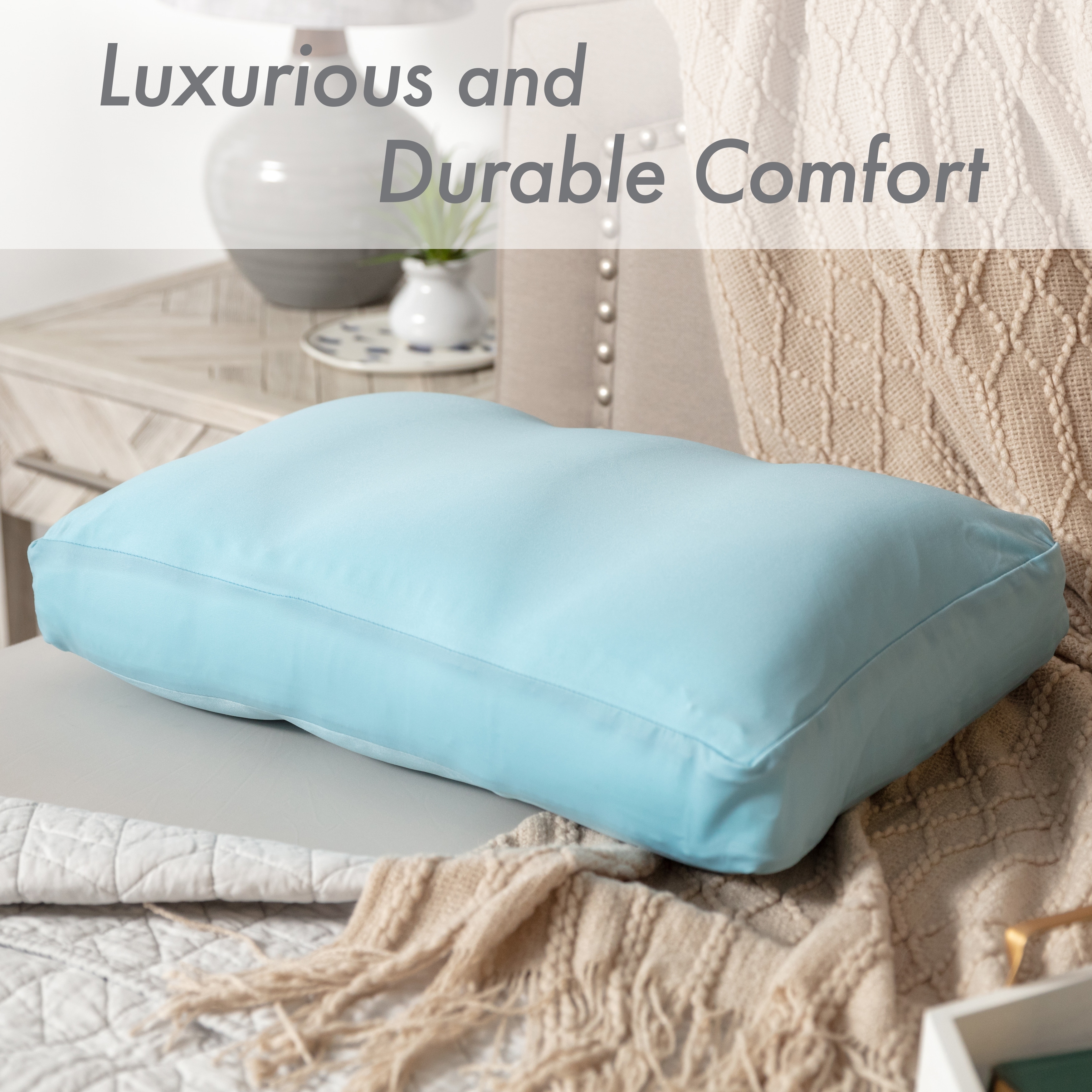 Premium Microbead Pillow Anti Aging Silk like Cover Sweet Baby Blue On Sale Bed Bath Beyond 32361586