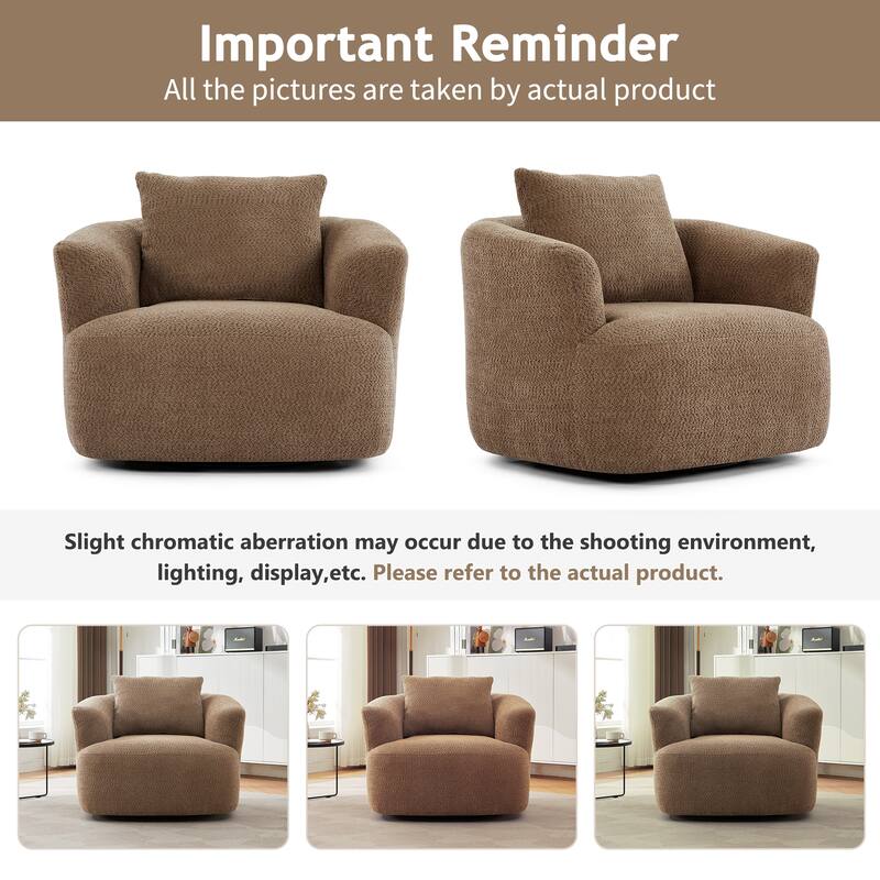 Swivel Chair with Throw Pillow & Spring Seat