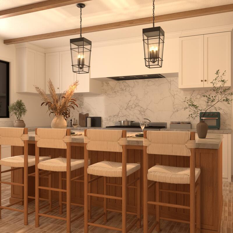 Acroma 3-Light Matte Black Outdoor Pendant Lantern