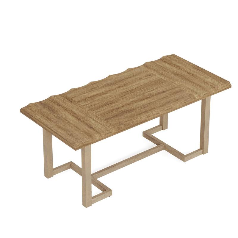 Rectangular Wood Dining Table with Solid Wood Legs, Kitchen Table for Dining/Living Room