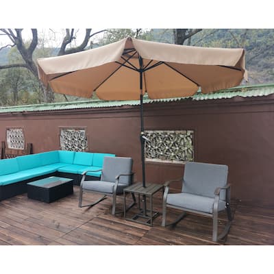 Clihome 10ft Patio Market Round Umbrella with Flap