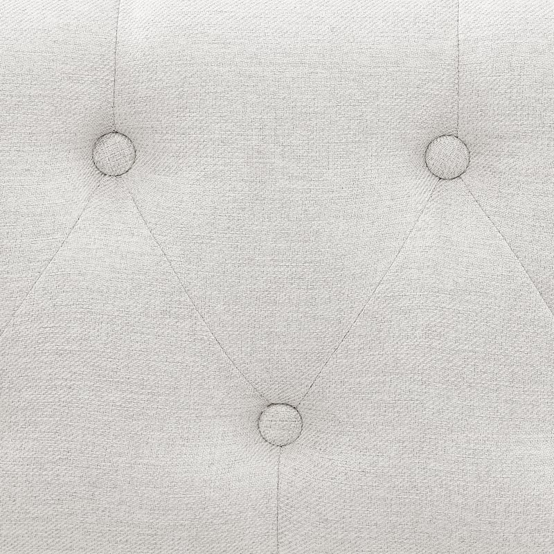 Mid-Century Linen Upholstered Daybed Platform Bed Frame with Storage Drawers, Button Tufted Back and Nailhead Trim Arms