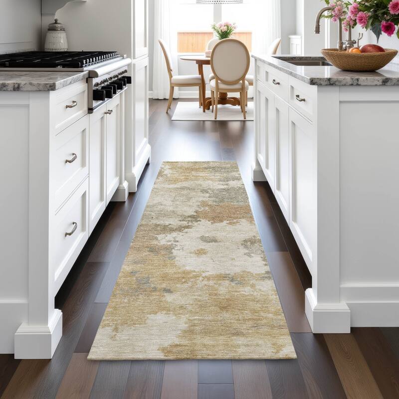 Machine Washable Indoor/Outdoor Abstract Blend Chantille Rug