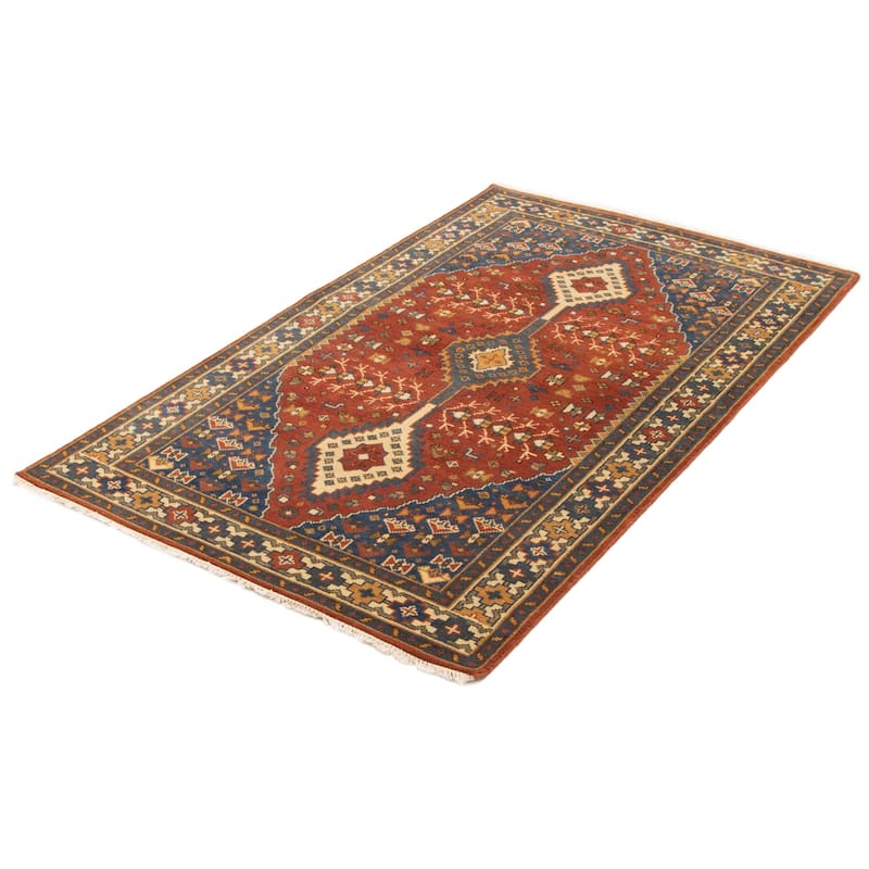 ECARPETGALLERY Hand-knotted Serapi Heritage Dark Red Wool Rug - 4'11 x 8'0
