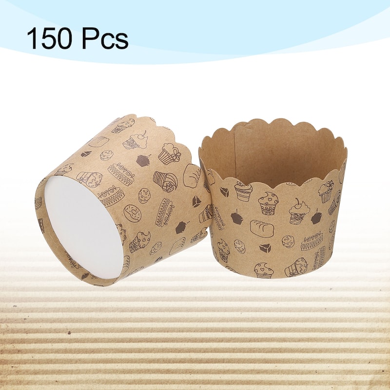 150Pcs Paper Baking Cup Brown Kraft Paper Muffins Liner Cupcake Small Cake