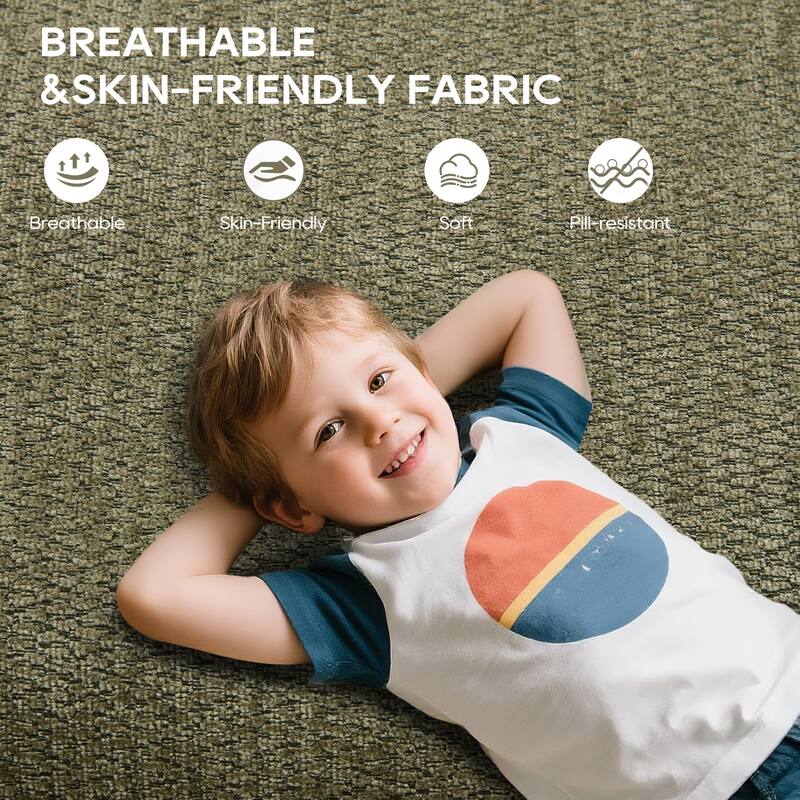 Modular Deep Seat Sectional Sofa with Chaise Lounge, Fabric Upholstered Cloud Boneless Couch, High-Density Sponge Floor Sofa