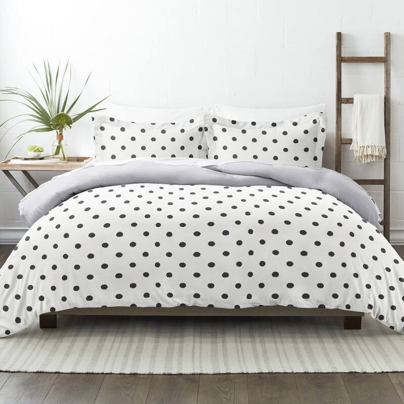 Becky Cameron Painted Polkadot 3-Piece Reversible Duvet Cover Set - Light Gray - Twin