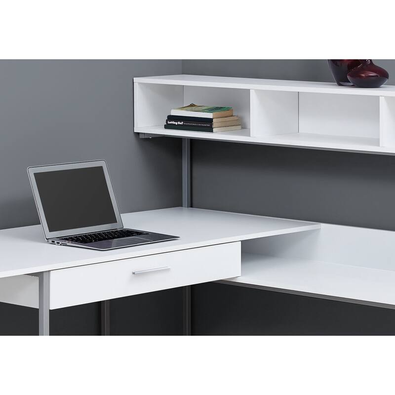 L-Shaped Computer Desk with Storage & Metal Base