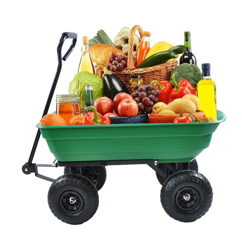 Folding car Poly Garden dump truck with steel frame 75 liter truck body