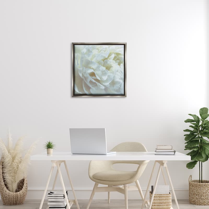 Stupell Elegant White Petals Framed Floater Canvas Wall Art Design By David Pollard