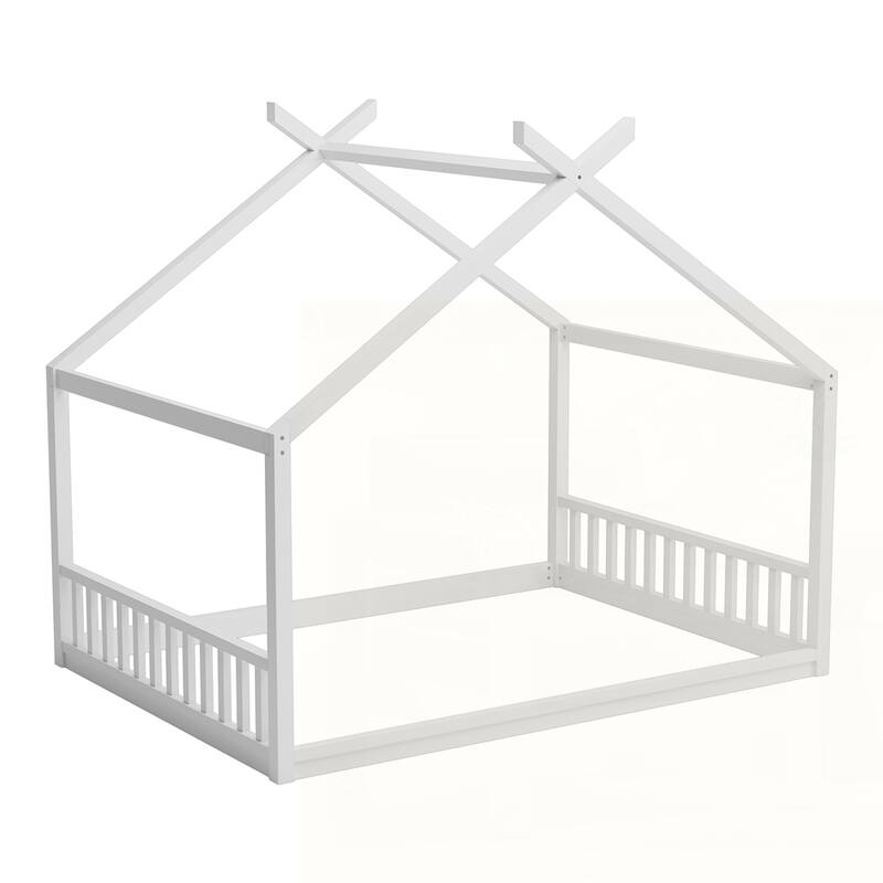 Floor Bed Frame with Headboard and Footboard