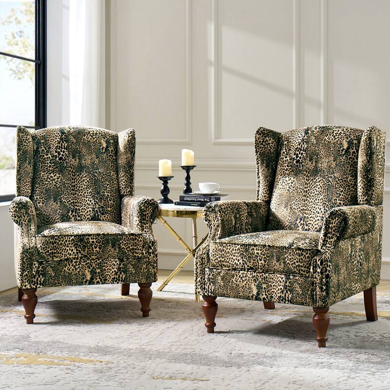 Ivan Traditional Animal Pattern Armchair with Nailhead Trim Set of 2by HULALA HOME