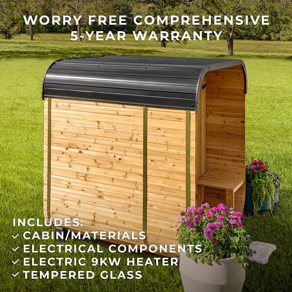 Backyard Discovery Lennon 2-4 Person Outdoor Cube Sauna, Porch