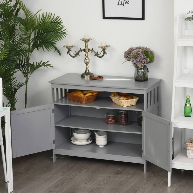 HOMCOM Kitchen Console Table, Buffet Sideboard, Wooden Storage Table with 2-Level Cabinet and Open Space