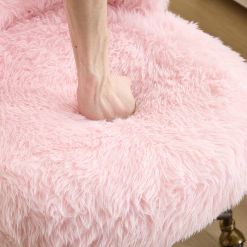Plush Velvet Swivel Chair Antique Bronze Base With Wheels - Light pink