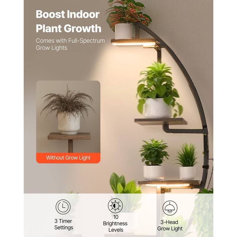 7-Tier Indoor Plant Stand 2 Pack with LED Grow Lights and Adjustable Timer and Brightness - 21.65" × 10.24" × 65.55"